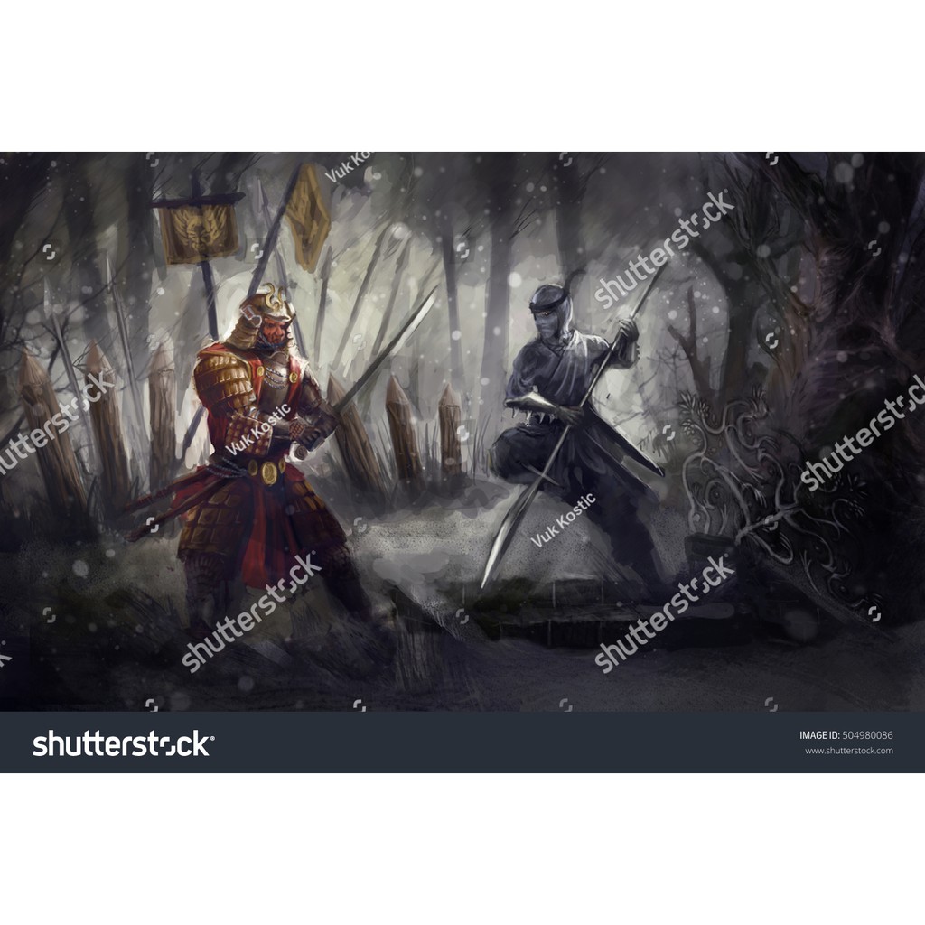 Tranh lụa 3d Samurai Nhật Bản SMRNB-02