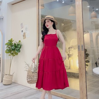 váy 2 dây 3 tầng dáng xòe thắt nơ nhiều màu xinh xắn