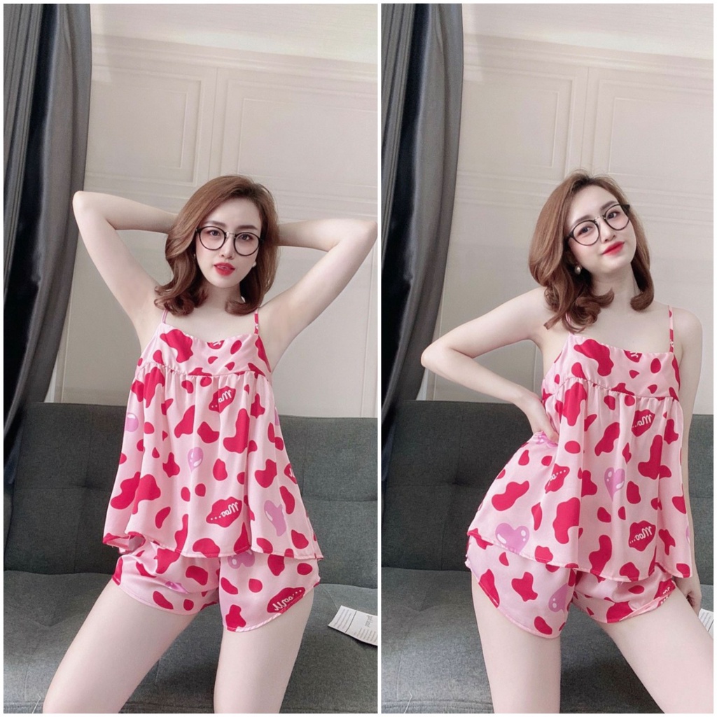 Đồ ngủ nữ Đồ ngủ 2 dây- Chất Satin cao cấp mềm mại xinh xắn<70KG | BigBuy360 - bigbuy360.vn