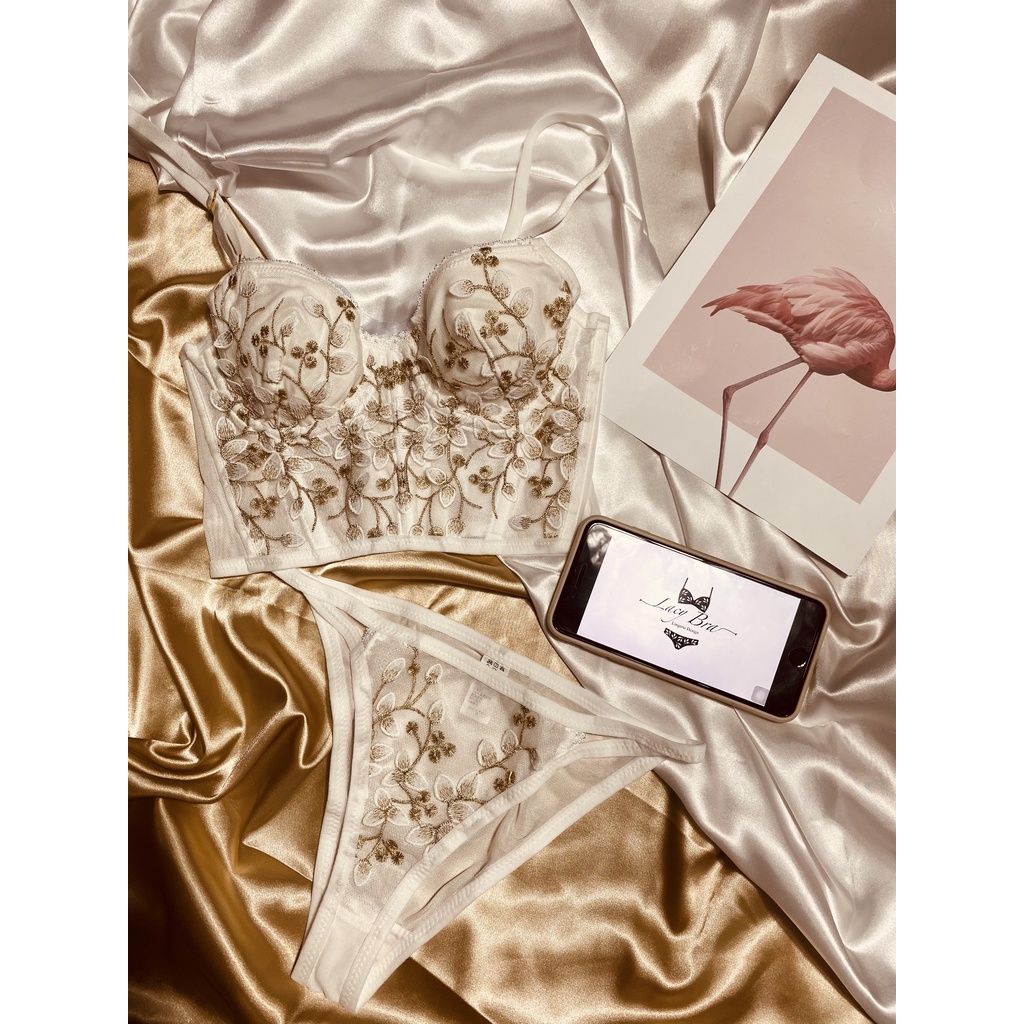 Bộ Corset Vintage Thêu Hoa Dáng Bra Cổ Điển Đệm Mỏng Có Gọng Nâng Ngực Sexy Lacy Bra - B07 | BigBuy360 - bigbuy360.vn