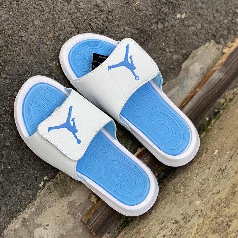 Dép jordan 1 trắng phối xanh nam nữ (hình thật)