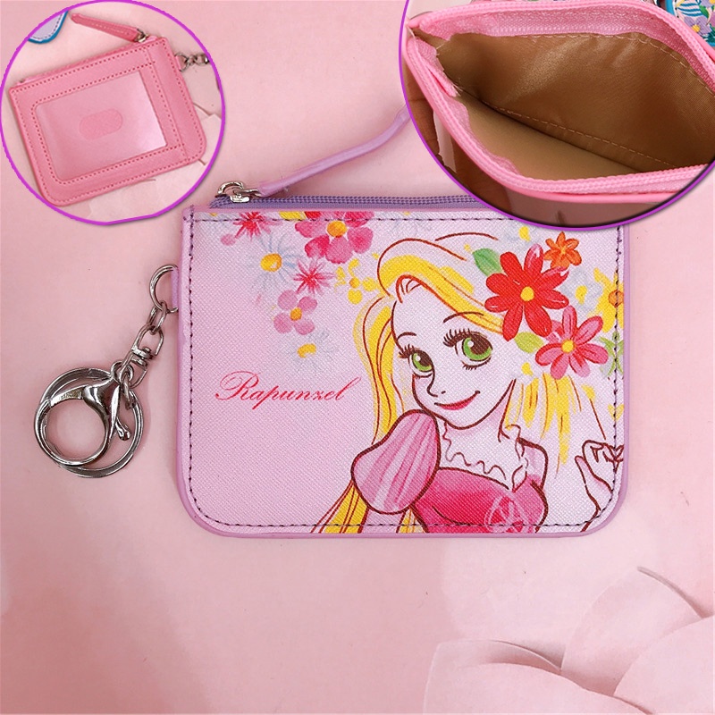 Ví Đựng Tiền Xu mini Bằng Da PU In Nhân Vật Hoạt Hình Disney Nàng Tiên Cá Ariel Rapunzel Dễ Thương Cho Bé Gái