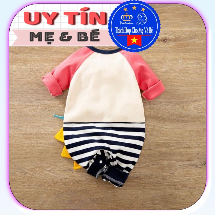 BodySuit giáng sinh noel cho bé,áo liền quần dễ thương dài tay kiểu khủng long tím đỏ (2356),cotton 100%,Aiueo Nhật.