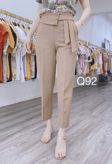 Quần tây baggy phối cúc cạp cao