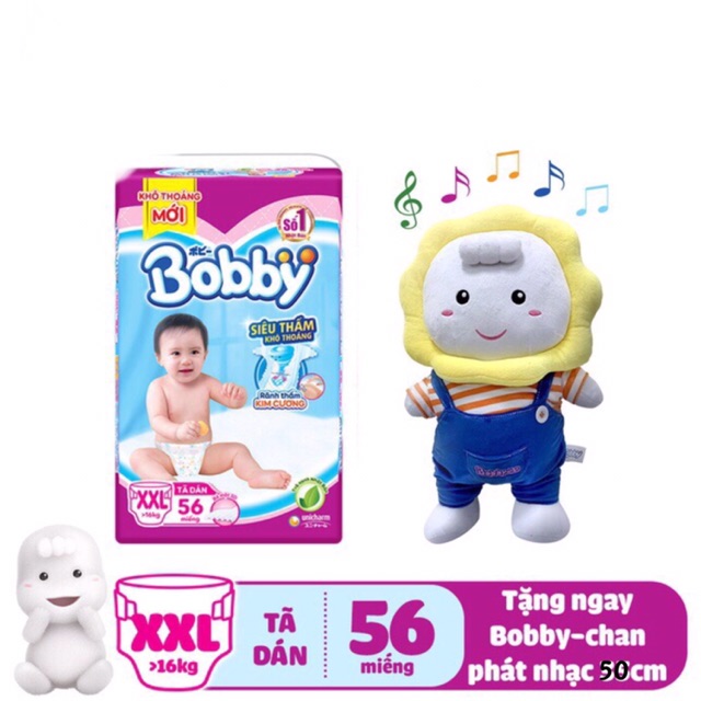 [TẶNG BOBBYCHAN NHẠC 50cm]Tả quần/Tả dán Bobby đủ size M60/L54/XL48/XXL44/M76/L68/XL62/XXL56