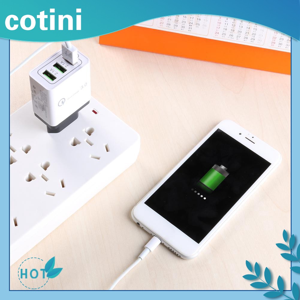 [Trong kho] ♠♠3 cổng Bộ sạc nhanh USB Điện thoại di động Bộ sạc tường QC3.0