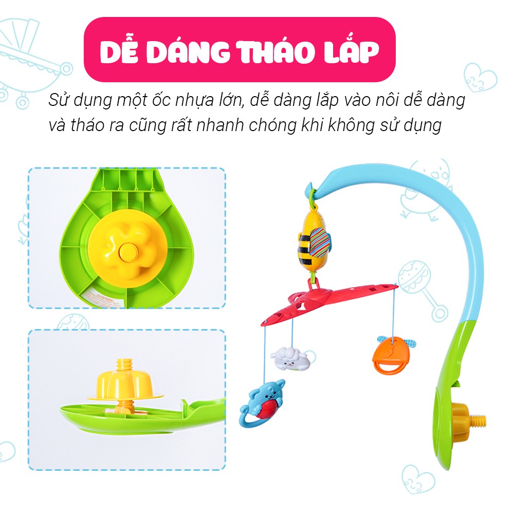 Treo nôi cũi phát nhạc / tiếng ồn trắng ru ngủ đa năng hình con ong Winfun 0856 - Đồ chơi treo có thể tháo rời 5.0