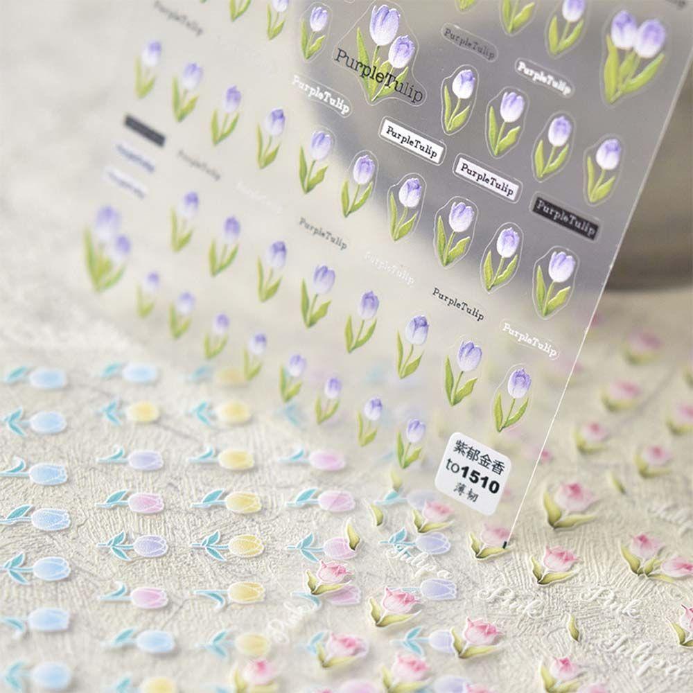 Miếng Dán Móng Tay Tự Dính Họa Tiết Hoa Cúc / Chữ Tiếng Anh Thời Trang