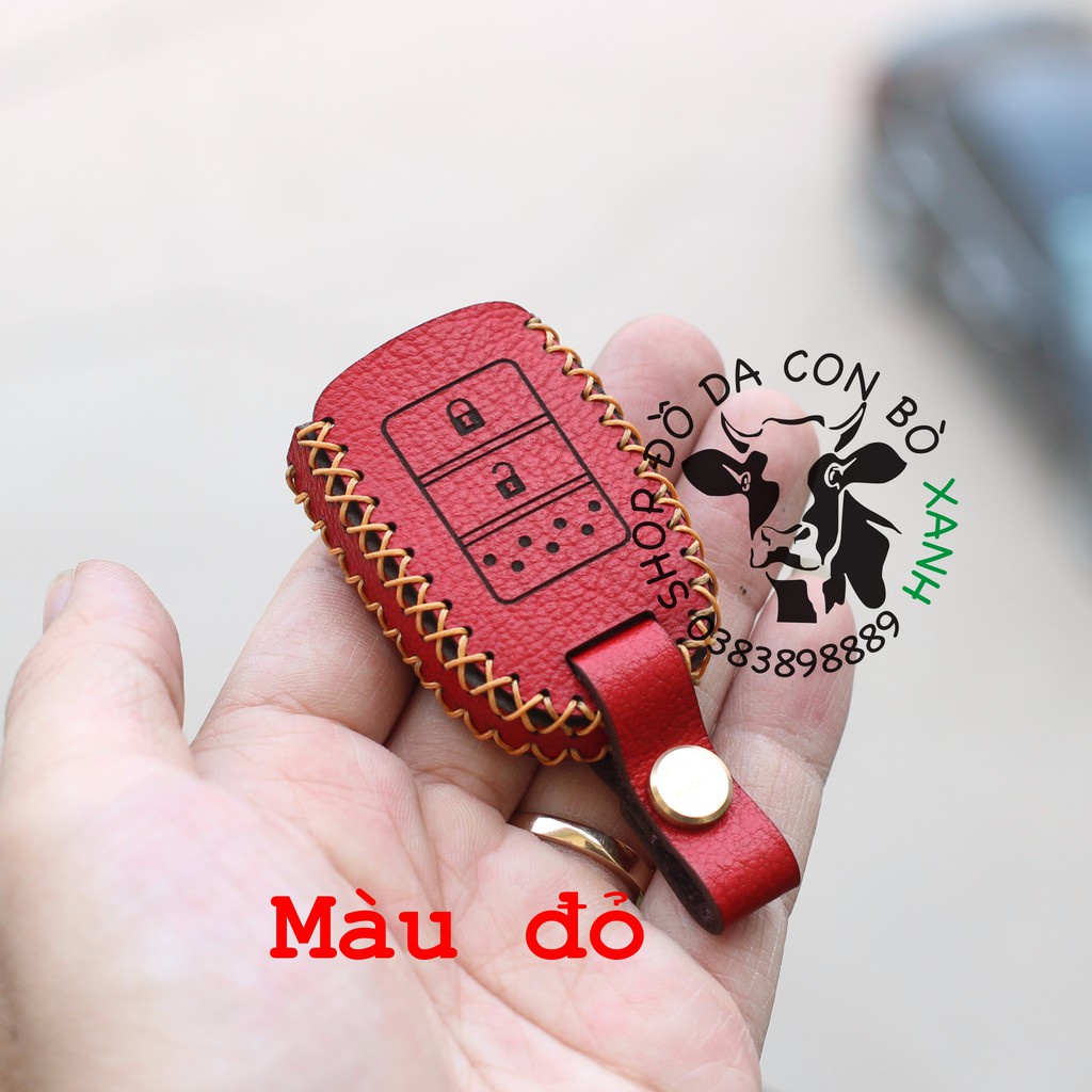 [Màu đỏ] Bao da chìa khoá Honda Brio, City 2014-2018 chìa khoá cơ handmade da thật 002