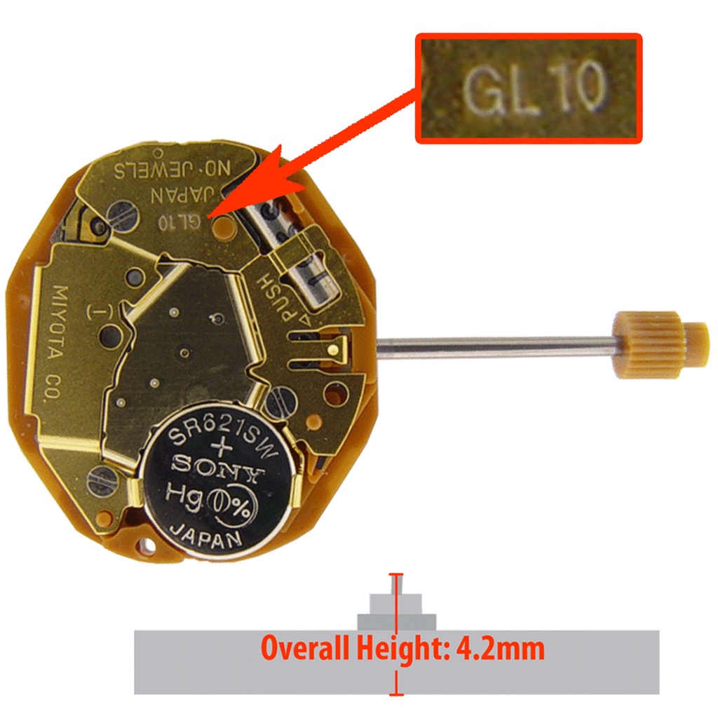 Máy đồng hồ Miyota GL10 3 kim Lịch ngày hướng 3h thumbnail