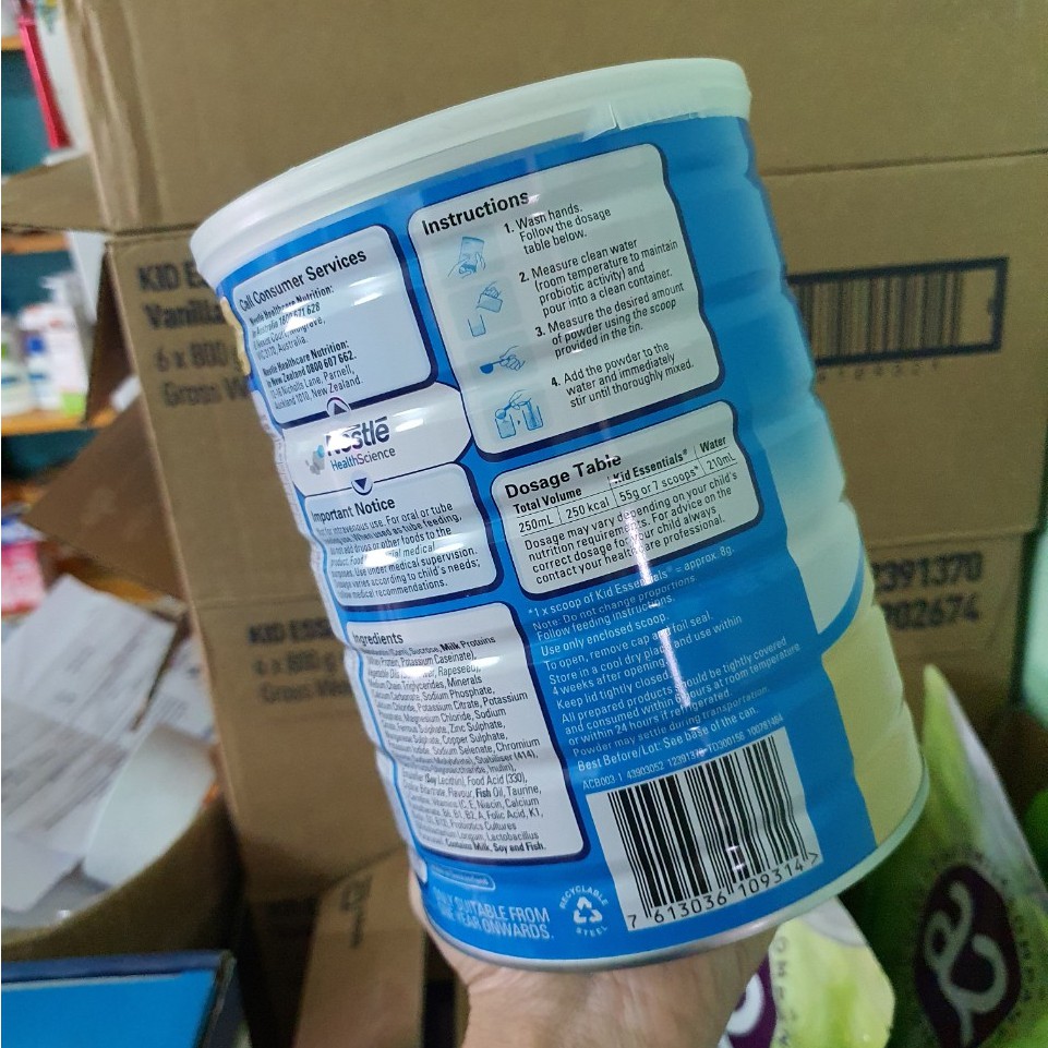 Sữa Kid Essentials cho bé biếng ăn , nhẹ cân và thấp còi - Úc: 800gram