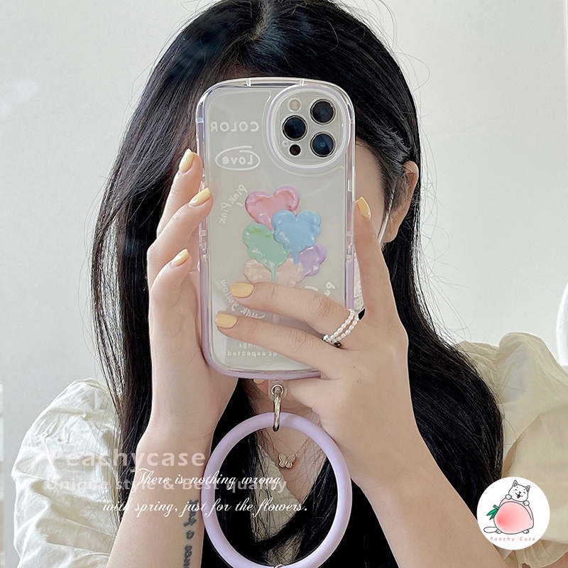Ốp Điện Thoại TPU Silicon Mềm Họa Tiết Trái Tim Nhiều Màu Sắc Có Giá Đỡ Nhẫn Vô Hình Cho iPhone 13 12 11 Pro Max X Xr Xs Max 13pro