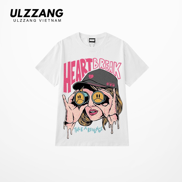 Áo thun tay lỡ ULZZANG heart break cotton dáng unisex form rộng (V158)
