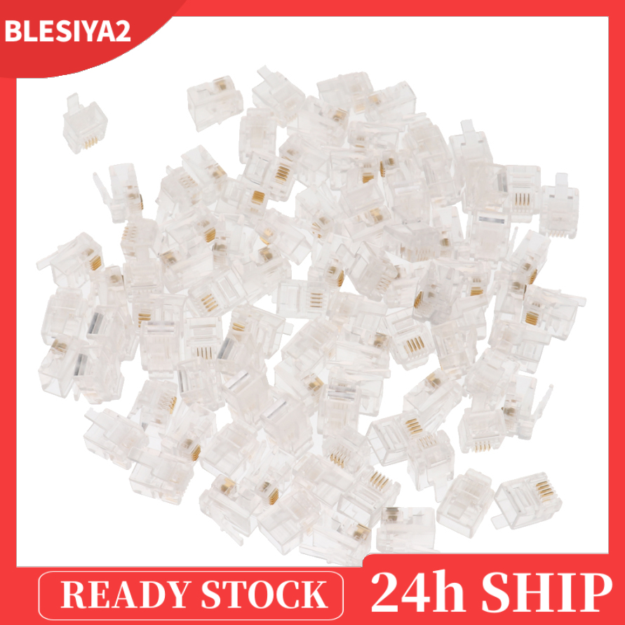 Bộ 100 Đầu Nối Dây Cáp Điện Thoại 6p4c Rj11 | BigBuy360 - bigbuy360.vn