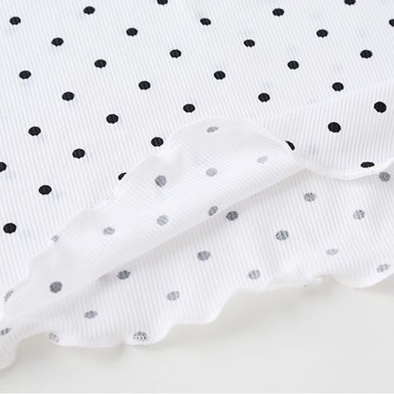 Bộ Đồ Ngủ  Cổ Bèo In Họa Tiết Chấm Bi Xinh Xắn Cho Bé Gái 0-8 Tuổi