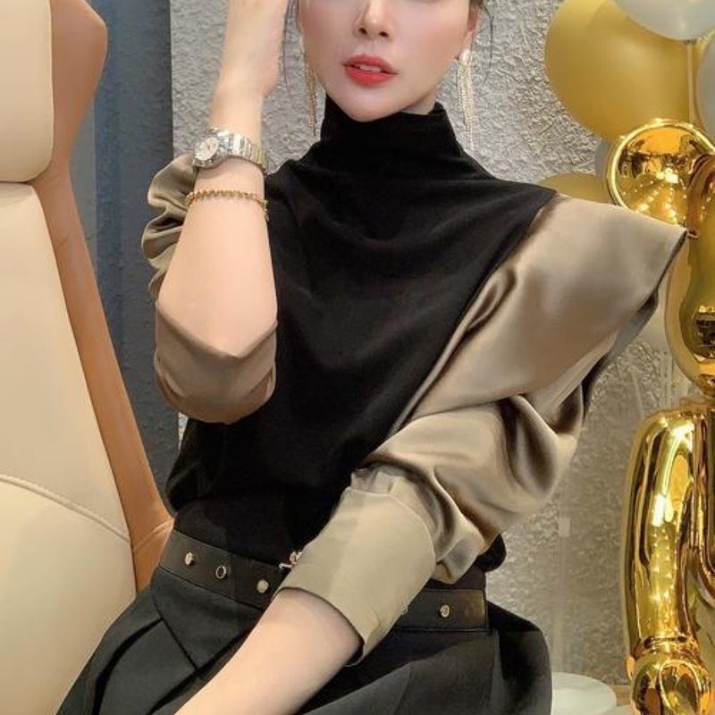 Áo Thun Nữ Dài Tay Cổ Cao Thời Trang Mùa Thu