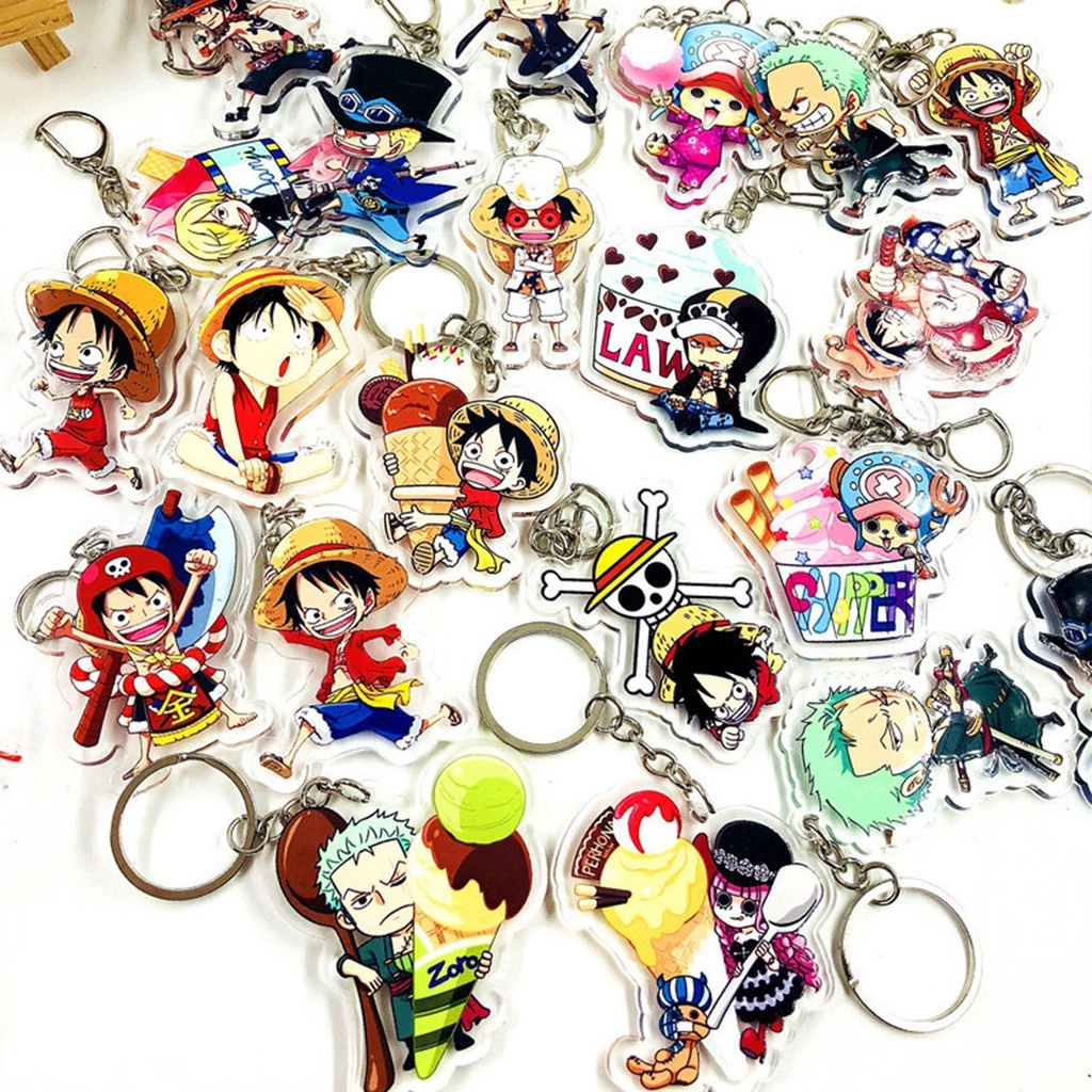 JUNE Móc Khóa Kim Loại Hai Mặt Hình One Piece