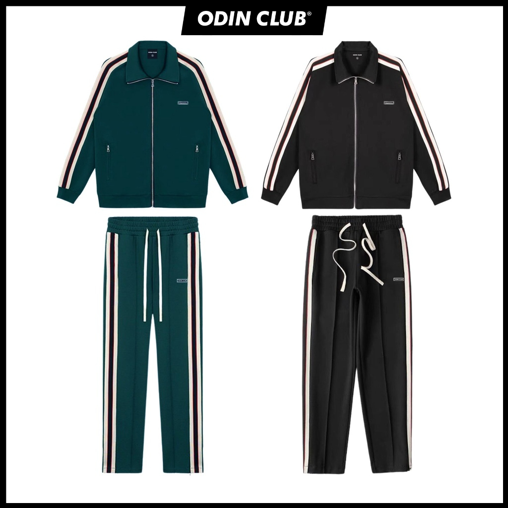 Set bộ nỉ ODIN CLUB Metal Striped, Bộ đồ thể thao form rộng nam nữ ODIN, Local Brand ODIN CLUB