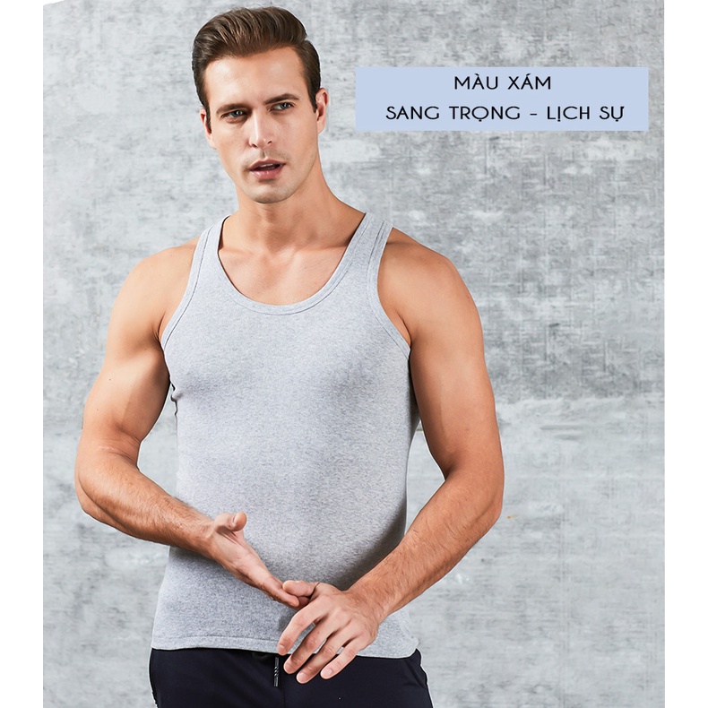 Áo thun 3 lỗ nam cotton mặc mát, mặc ở nhà, chơi thể thể thao, tập gym