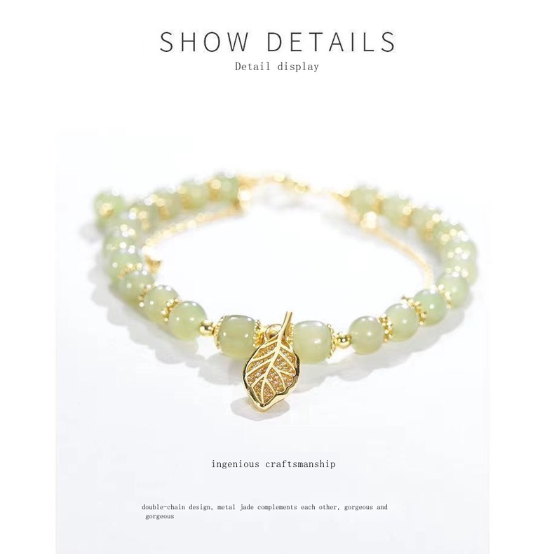 Hetian Yu Vòng Tay Hạt Ngọc Bích Nhẹ Nhàng Không Phai Màu Phong Cách Trung Hoa Sang Trọng Cho Nữ