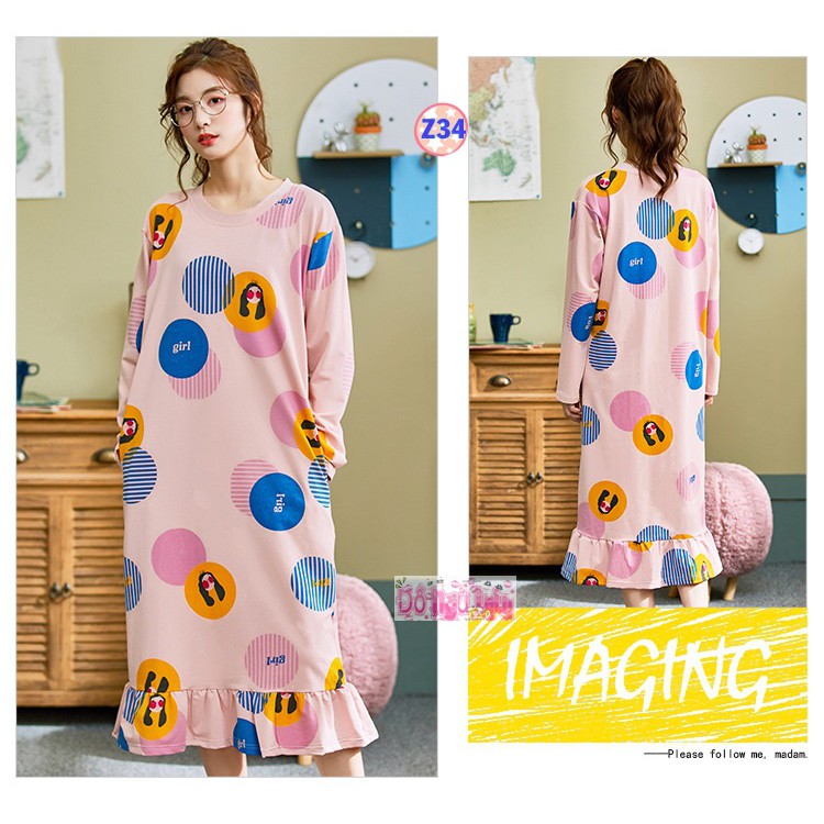 Váy ngủ Dài tay Thun cotton Z34