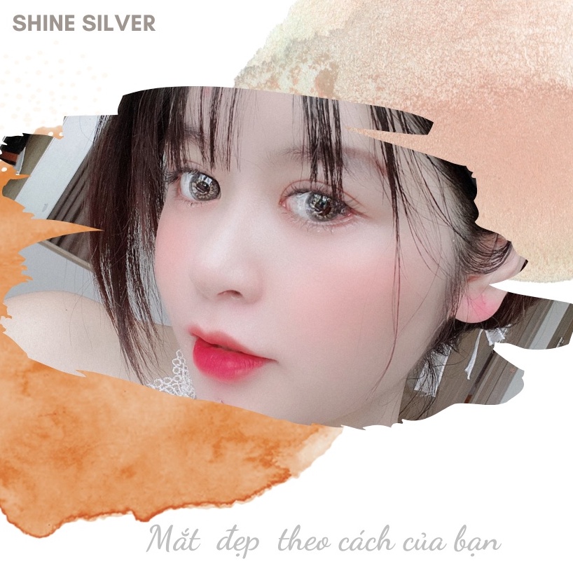 Lens Giãn Tròng Tự Nhiên BLUE EYES Màu Xám Tây SHINE SILVER, KÍNH ÁP TRÒNG CẬN THỊ đủ độ cận từ 0 đến 8 Diop.