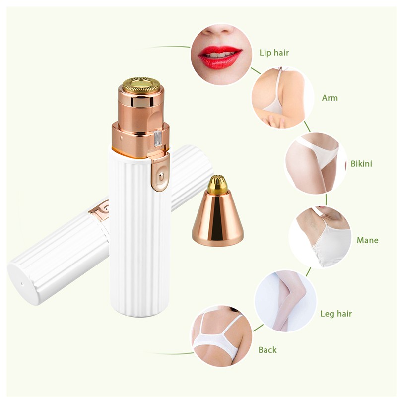 Ckeyin Máy Tẩy LôngTriệt Lông Mày 2 Trong 1 Mini Sạc Pin Có Tích Hợp Đèn máy cạo lông mini MT114