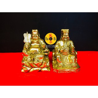 Thần Tài Ông Địa vàng bóng phủ keo - Tượng Đồng Thờ Cúng
