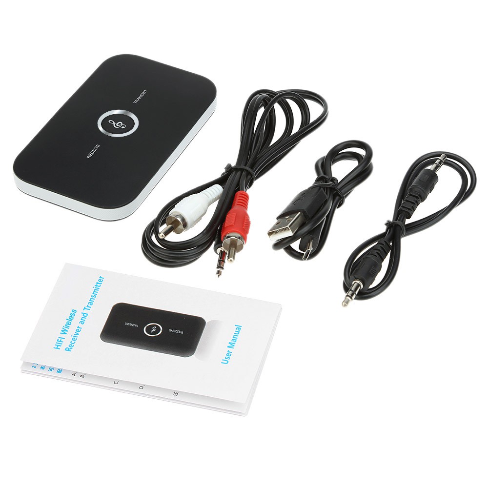 Ĩ B6 2 in 1 Bluetooth Transmitter & Receiver Wireless A2DP Bluetooth Audio Adapter Portable Audio Player Aux 3.5mm Black