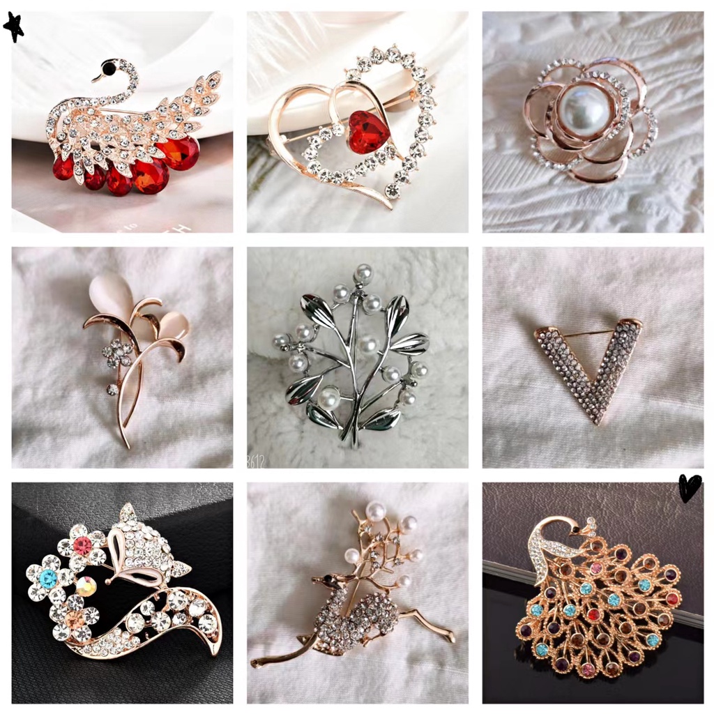 Trâm Cài Áo Đính Đá Và Ngọc Trai Cao Cấp Thời Trang Phong Cách Hàn Quốc