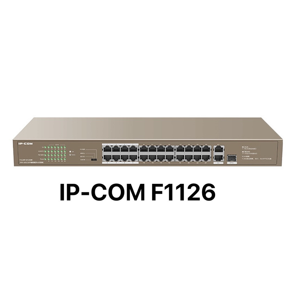 Switch 24 cổng PoE - Tx RJ45 Ports 10/100Mbps +1 cổng Gigabit/SFP IP-COM F1126P-24-250W - Hàng chính hãng