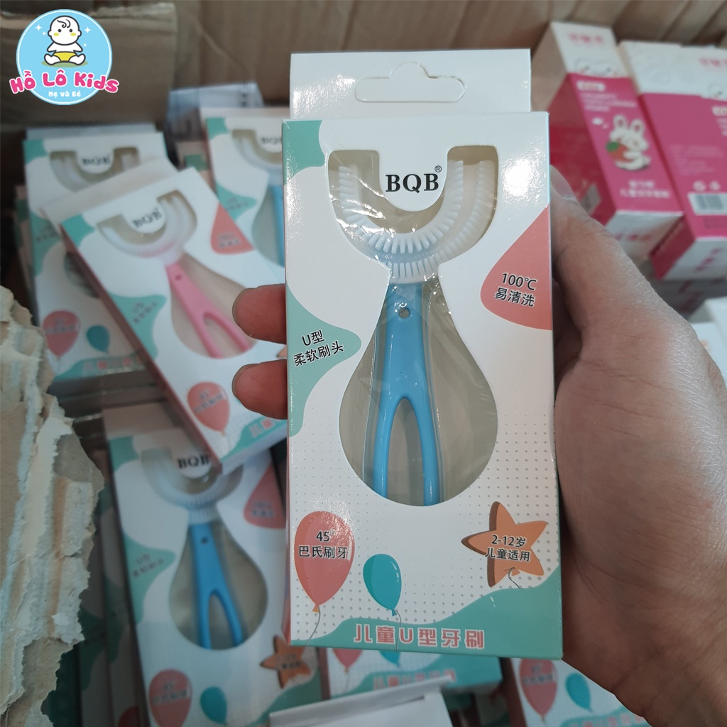 Set 2 chi tiết bàn chải đánh răng chữ u thông minh, kem đánh răng dạng bọt cho bé Hồ Lô Kids