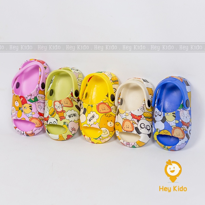 Dép Sục Nhí Hình Họa tiết Gấu PanDa - Crocs Trẻ Em Hey KiDo chống trơn trượt
