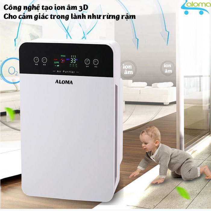 Máy lọc không khí siêu âm Aloma Air Purifier lọc bụi siêu vi Pm 2.5