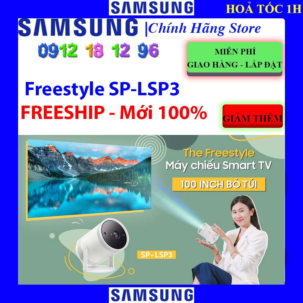 Máy Chiếu Samsung The Freestyle SPLSP3 bỏ túi, 100 inch, Bảo hành chính hãng 24 tháng.