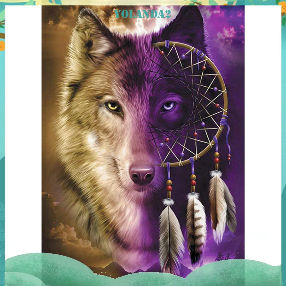 Tranh thêu chữ thập tự làm hình chó sói 11CT