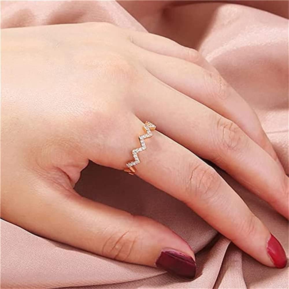 LEILY Nhẫn Gợn Sóng Màu Vàng Đồng Làm Quà Tặng Cho Bạn Gái Đến Con Gái