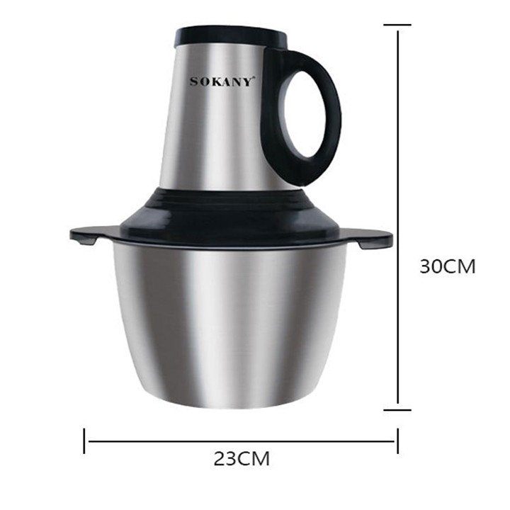 Máy xay thịt cá inox 304 cao cấp, xay thực phẩm - 600W siêu khỏe Chính Hãng Sokany