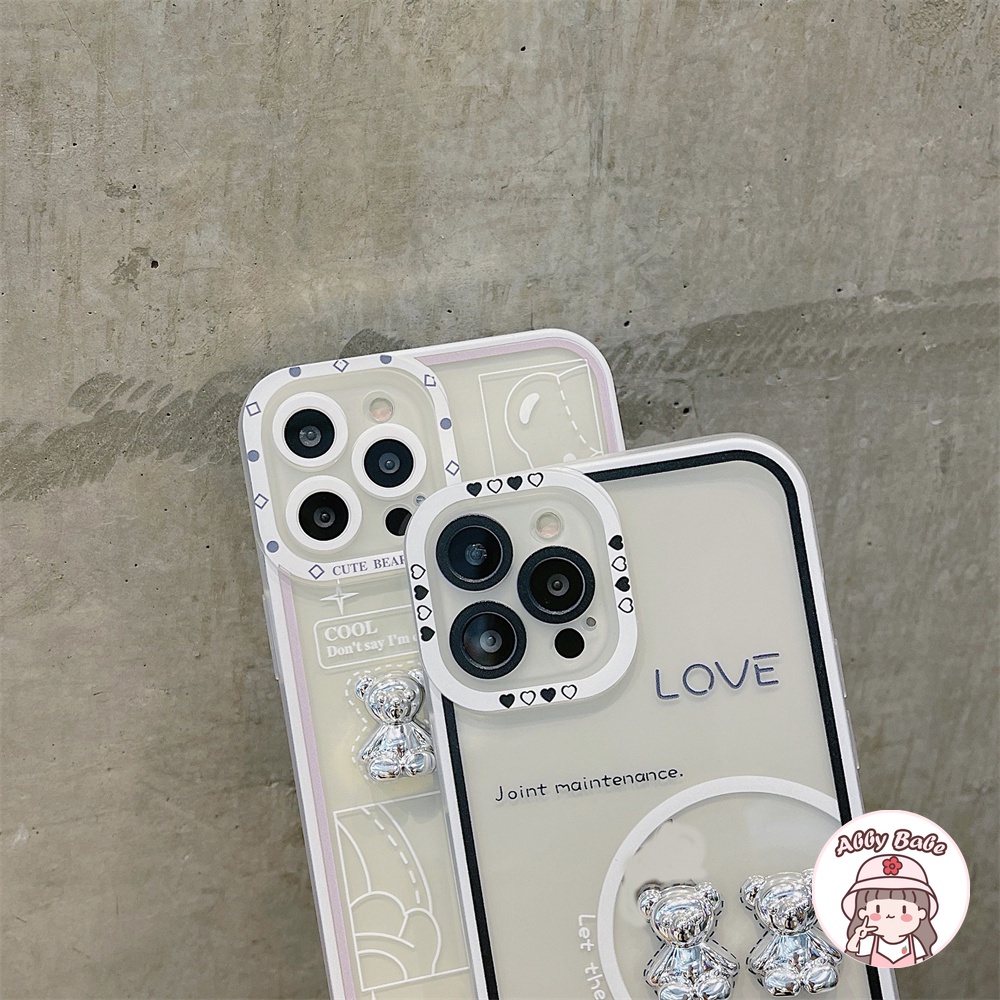 Ốp Điện Thoại TPU Mềm Mạ Điện Hình Gấu Kaws 3D Mạ Điện Chống Sốc Cho IP 13 12 11 Pro Max XS XR 8 7 Plus