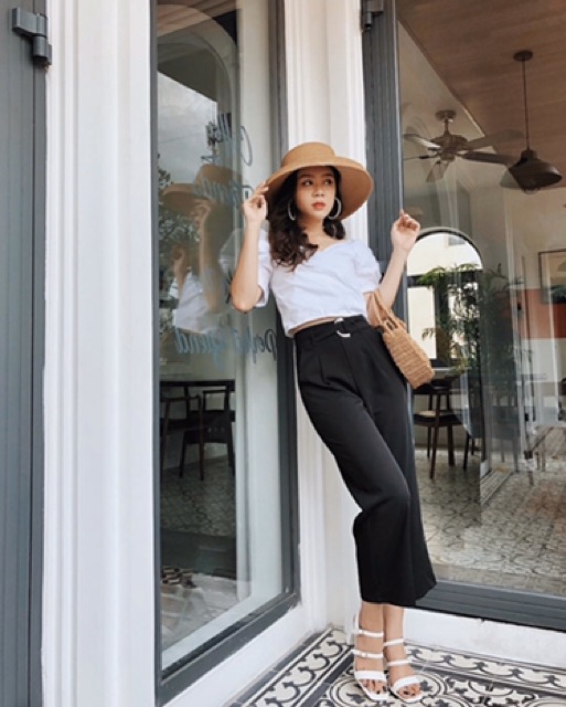 Áo croptop tay phồng