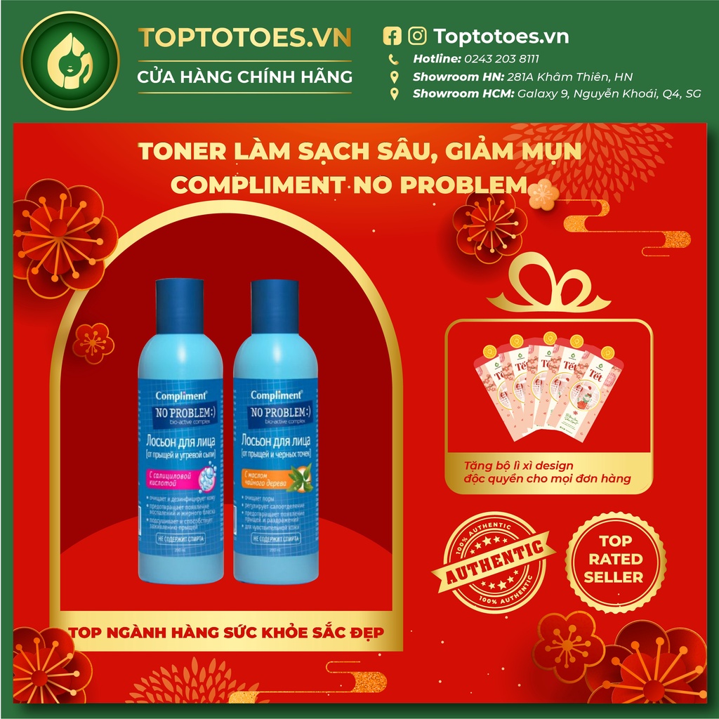 Toner Compliment No Problem 200ml làm sạch sâu, kiềm dầu, giảm viêm, giảm mụn