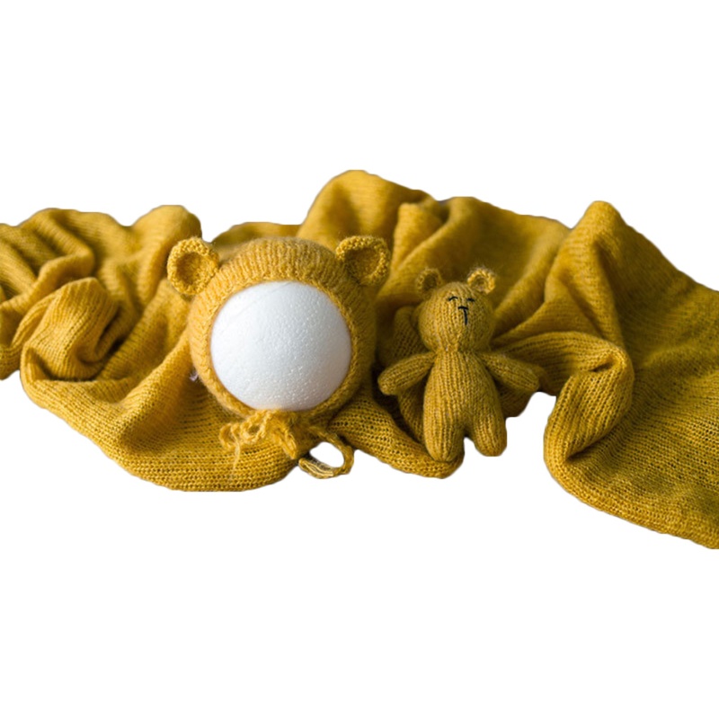 Set 3 Món Gồm Chăn + Nón Dệt + Chăn Quấn + Búp Bê Làm Phụ Kiện Chụp Ảnh