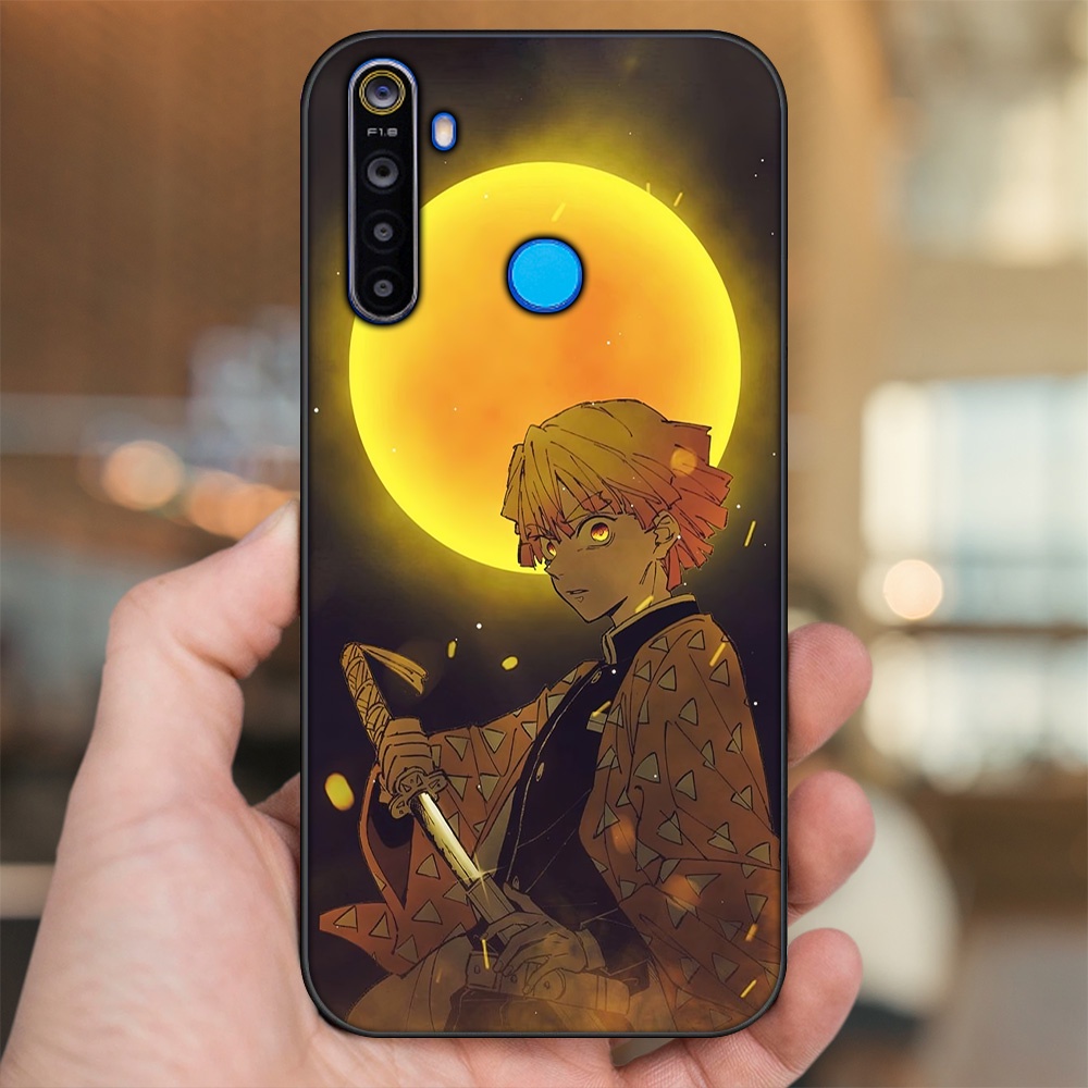 Ốp lưng Realme 5, 5 Pro viền đen in hình Zenitsu Kimetsu no Yaiba
