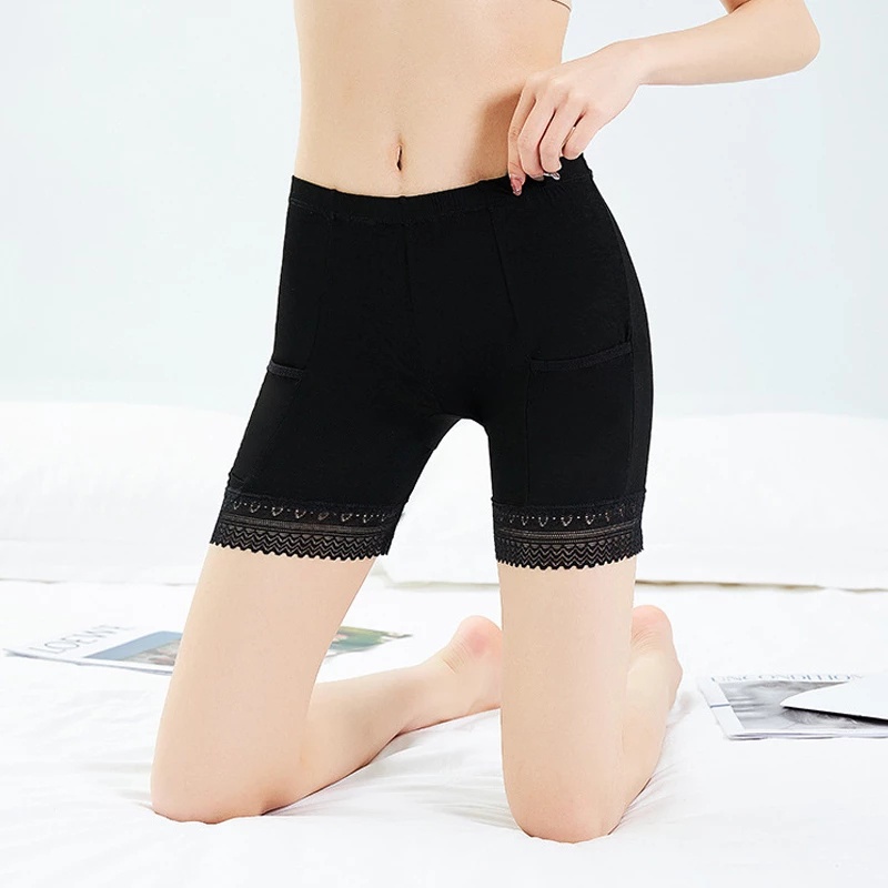 Quần Short Legging Vải Cotton Phối Ren Mỏng Thoáng Khí Có Túi Bảo Vệ An Toàn Cho Nữ | BigBuy360 - bigbuy360.vn
