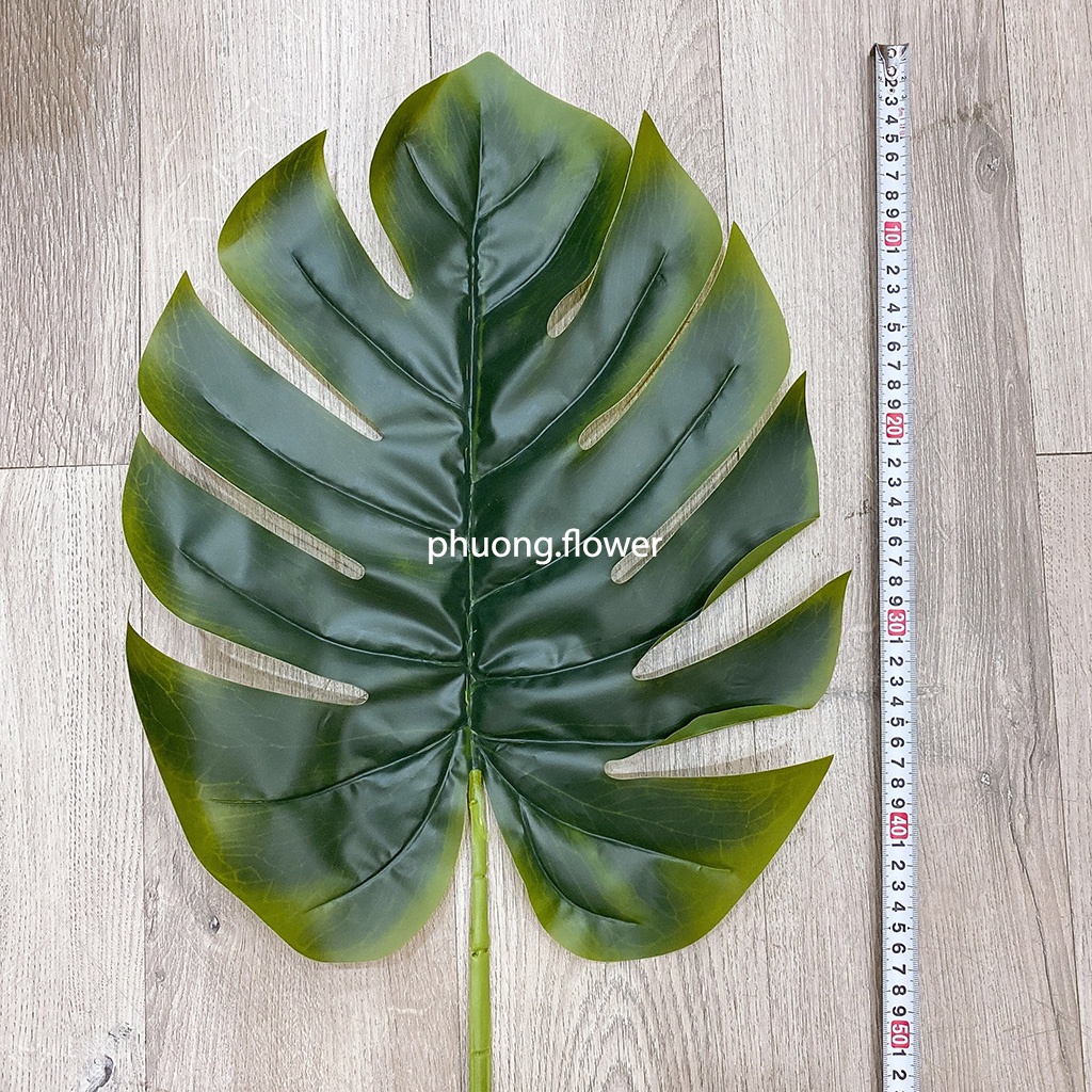 Lá trầu bà giả lá rùa nhân tạo size lớn 60cm trang trí nhà cửa decor văn phòng làm phông nền đạo cụ chụp ảnh giống thật