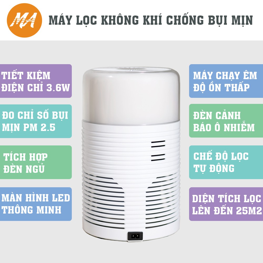 [Mã ELHA22 giảm 5% đơn 300K] Máy lọc không khí MaxAir MA025 lọc sạch bụi mịn trong 10 phút, bảo hành chính hãng 12 tháng