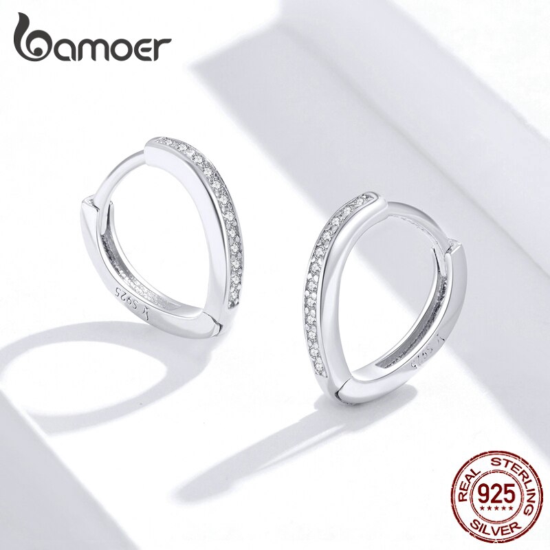 BAMOER Bông Tai bạc 925 Thật 100% Hình Trái Tim SCE868