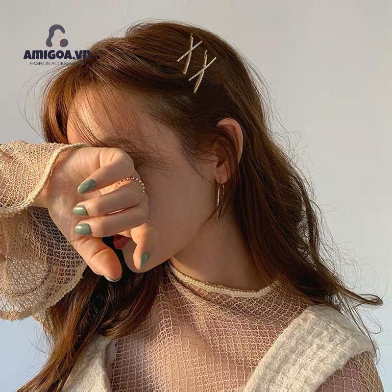 ✨✨Kẹp Tóc Kiểu Đan Chéo Đính Đá Lấp Lánh Sang Trọng