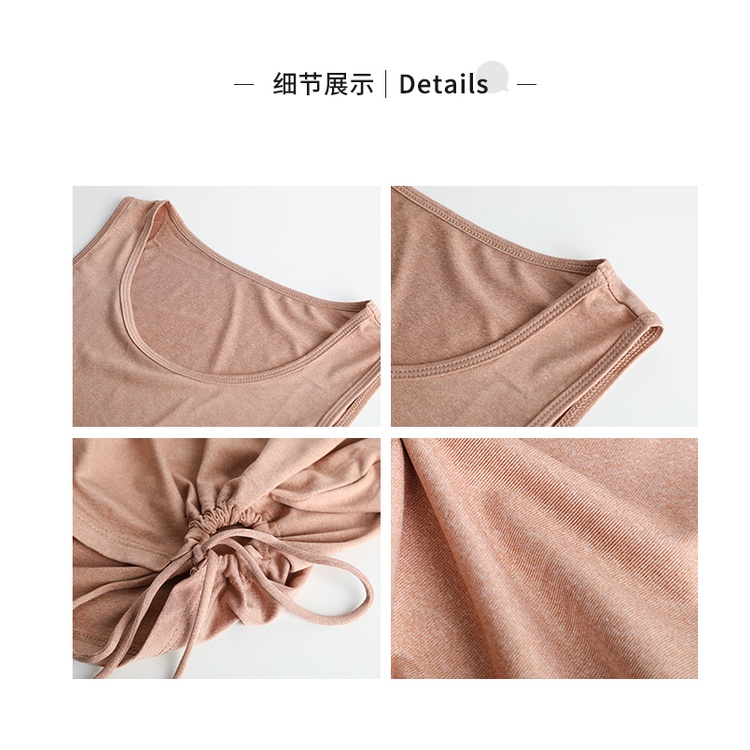 Áo thun thể thao BEAUTYTREND sát nách dáng rộng phối dây rút thời trang năng động cho nữ