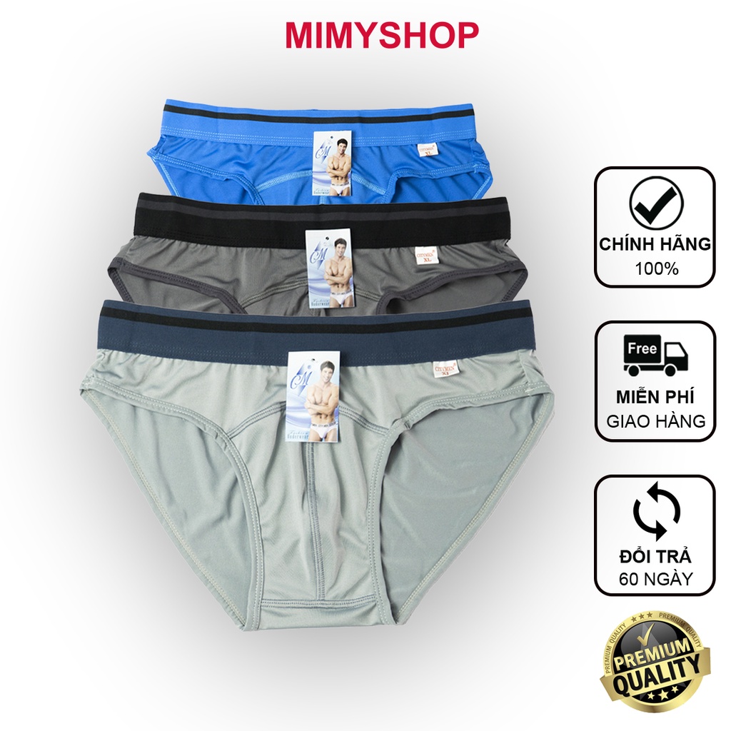 Combo 3 Quần Lót Nam CITYMEN Lưng Sọc Vải Thun Lạnh Cao Cấp Mềm Mịn Và Thoáng Khí, Sịp Tam Giác